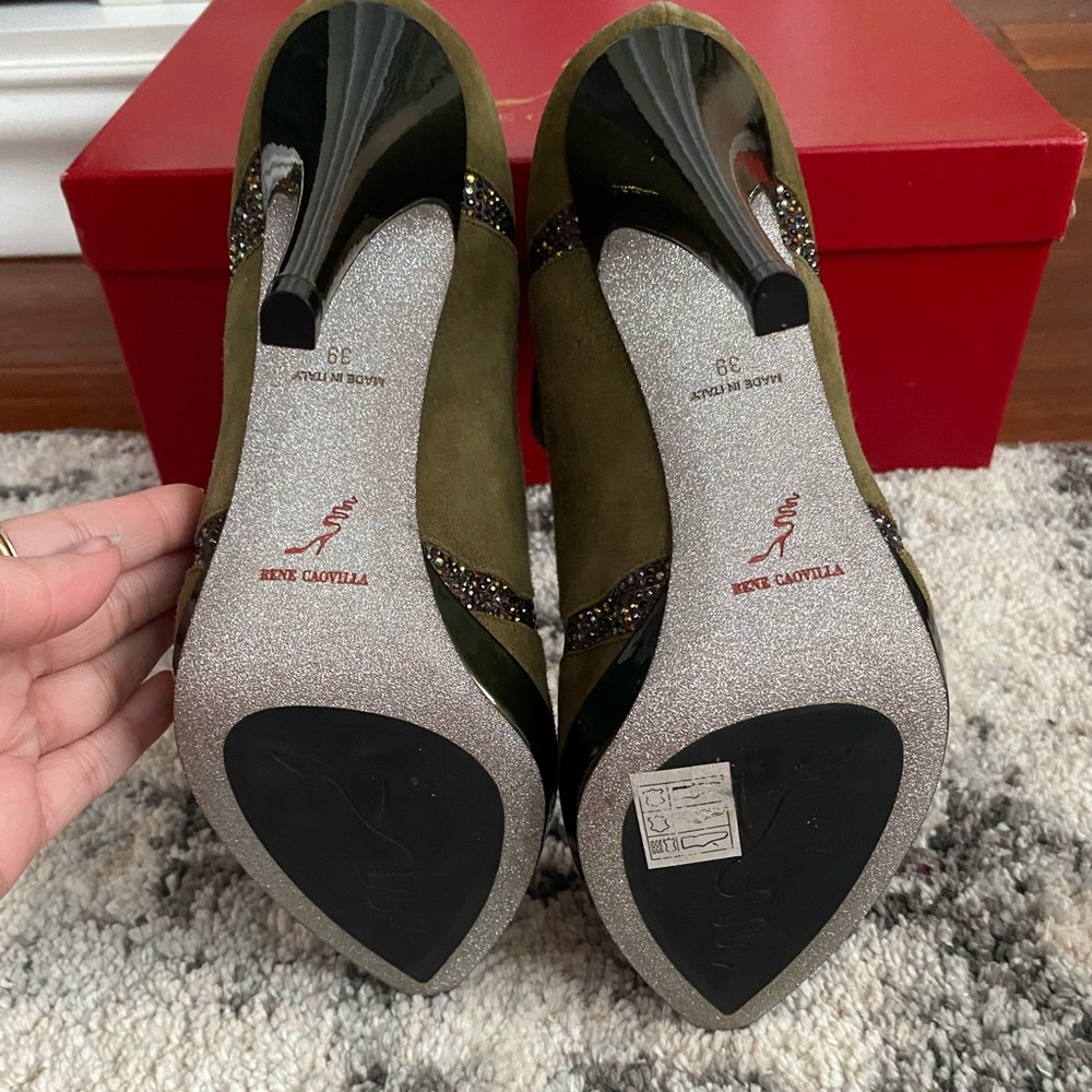 Rene Caovilla Green Suede Crystal Boots sz 39 - Picture 8 of 8